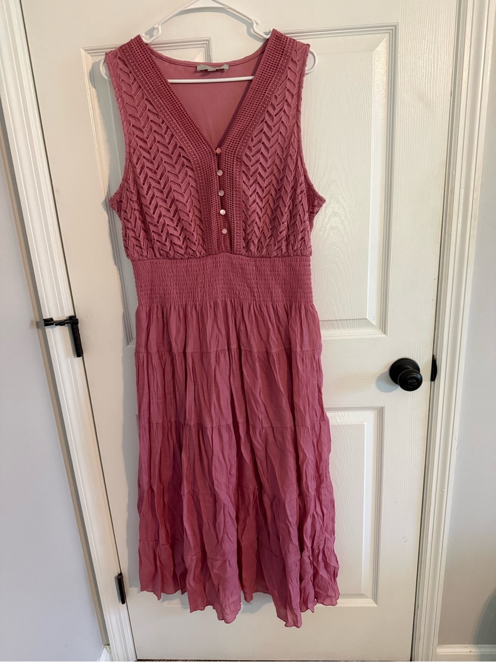 Sleeveless Maxi Dress in Dusty Rose with Knit Bodice
